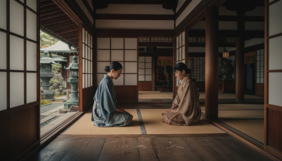 神奈川県の寺院墓地で取材する編集長と住職の対話