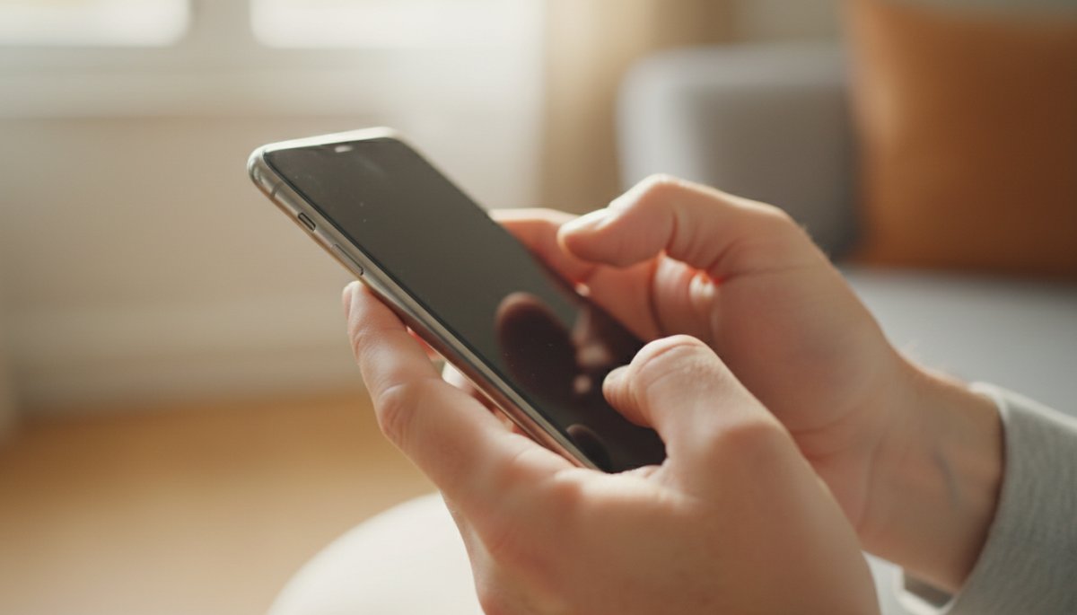 スマートフォンでメールを確認する様子