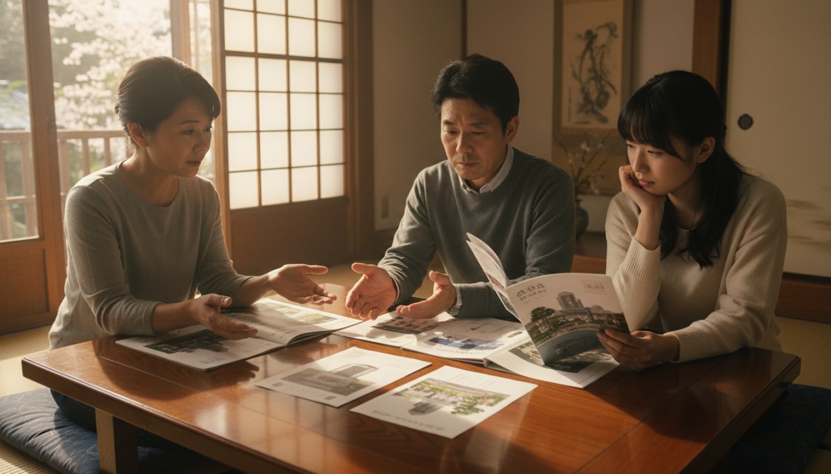 お墓選びで悩む日本人家族