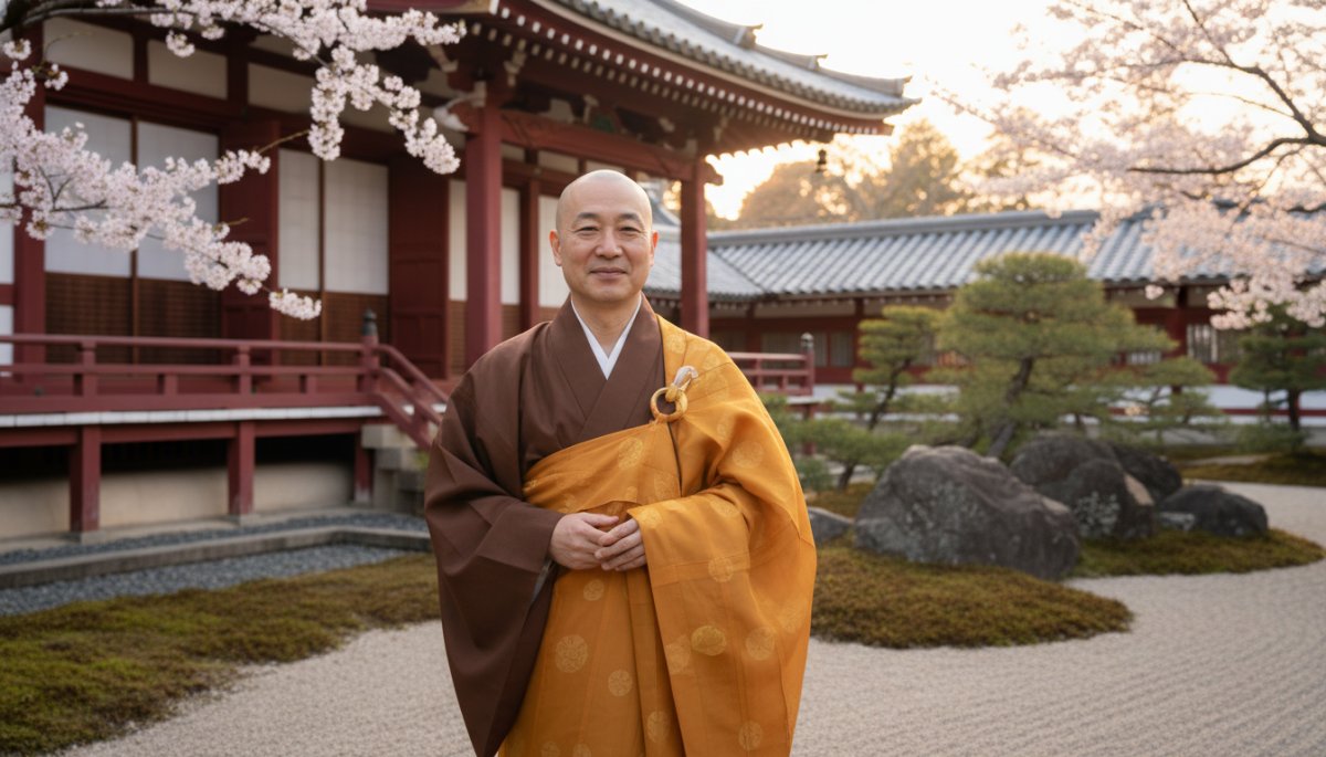 温かい笑顔の日本人住職
