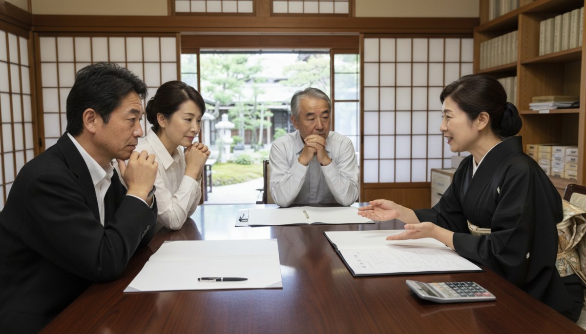 契約書類を確認する様子