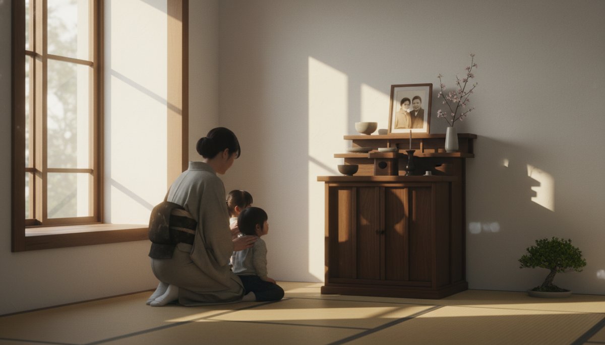お墓の継承と家族のつながりをイメージした画像
